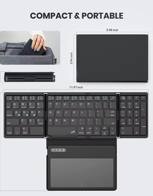Load image into Gallery viewer, Foldable Bluetooth Keyboard Portable Full Size Folding Keyboard with Touchpad Wireless Travel Keyboard for Windows/Ios/Android
