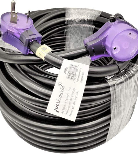 RV 30A Extension Cord NEMA TT-30 with Handle, Camper 30Amp TT-30P to TT-30R (75FT)