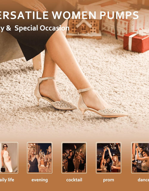 Load image into Gallery viewer, Women&#39;S IN2 Candice Wedding Rhinestones Sequins Low Kitten Heels Pumps Dress Evening Shoes for Women Bridal Bride
