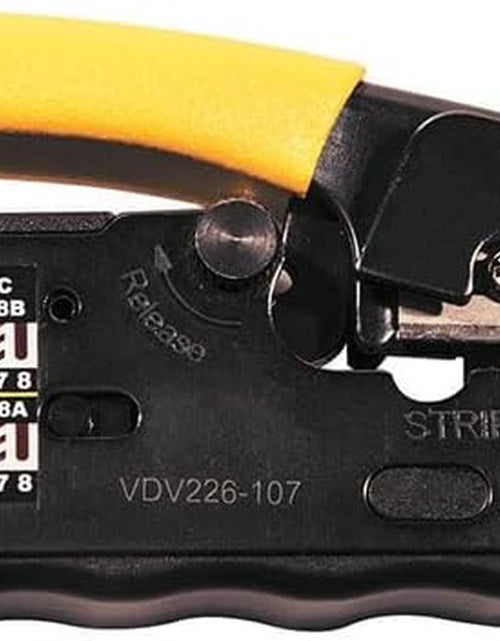 Load image into Gallery viewer, VDV226-107 Compact Ratcheting Modular Data Cable Crimper / Wire Stripper / Wire Cutter, CAT6, CAT5, CAT3, Flat-Satin Voice Cable
