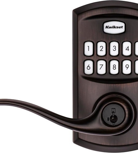 99170-002 Smartcode 917 Keypad Keyless Entry Traditional Residential Electronic Lever Deadbolt Alternative with Tustin Door Handle and Smartkey Security, Venetian Bronze