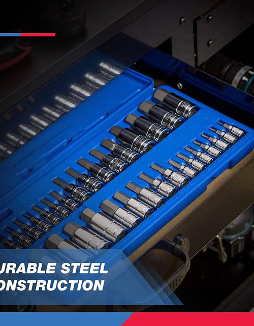 Load image into Gallery viewer, 10288A Allen Hex Bit Socket Set, 32 Piece SAE and Metric Allen Socket Set, Allen Head Hex Key Socket Set Made with S2 Steel
