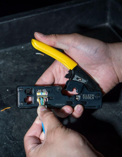 Load image into Gallery viewer, VDV226-107 Compact Ratcheting Modular Data Cable Crimper / Wire Stripper / Wire Cutter, CAT6, CAT5, CAT3, Flat-Satin Voice Cable
