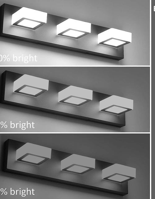 Load image into Gallery viewer, 3 Light Dimmable Bathroom Vanity Light LED Modern Matte Black Vanity Wall Light Acrylic Stainless Steel Bathroom Vanity Lighting Fixtures

