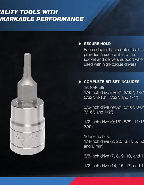 Load image into Gallery viewer, 10288A Allen Hex Bit Socket Set, 32 Piece SAE and Metric Allen Socket Set, Allen Head Hex Key Socket Set Made with S2 Steel
