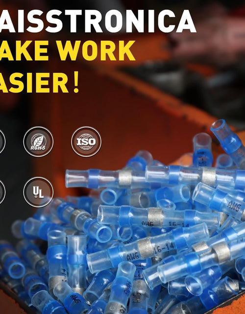Load image into Gallery viewer, 300PCS Solder Seal Wire Connectors- Marine Grade Heat Shrink Wire Connectors-Heat Shrink Butt Connectors-Self Solder for Marine,Stereo(30Yellow 70White 100Red 100Blue) Solder Sleeve
