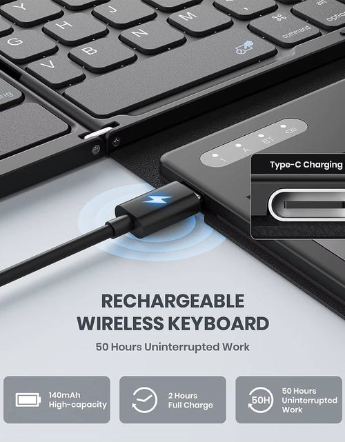 Load image into Gallery viewer, Foldable Bluetooth Keyboard Portable Full Size Folding Keyboard with Touchpad Wireless Travel Keyboard for Windows/Ios/Android
