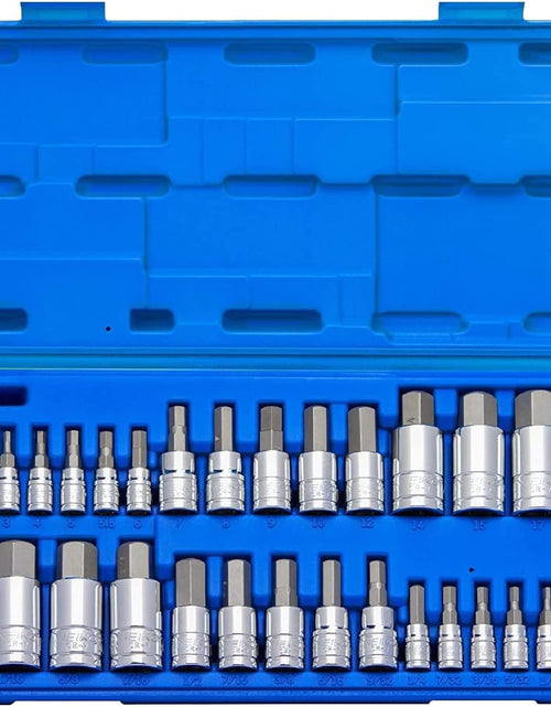 Load image into Gallery viewer, 10288A Allen Hex Bit Socket Set, 32 Piece SAE and Metric Allen Socket Set, Allen Head Hex Key Socket Set Made with S2 Steel
