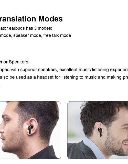 Load image into Gallery viewer, Language Translator Earbuds Multifunction 144 Languages Bluetooth Language Translator Device for Travel Shopping Black
