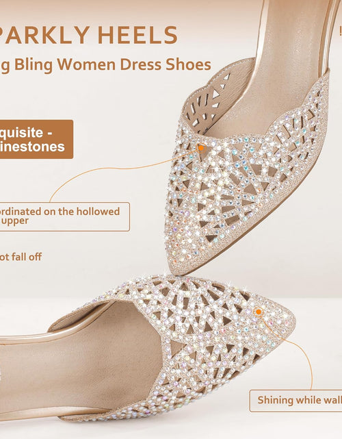 Load image into Gallery viewer, Women&#39;S IN2 Candice Wedding Rhinestones Sequins Low Kitten Heels Pumps Dress Evening Shoes for Women Bridal Bride
