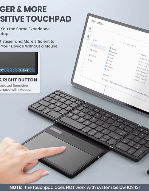 Load image into Gallery viewer, Foldable Bluetooth Keyboard Portable Full Size Folding Keyboard with Touchpad Wireless Travel Keyboard for Windows/Ios/Android

