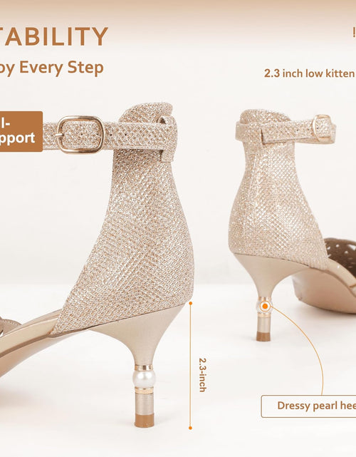 Load image into Gallery viewer, Women&#39;S IN2 Candice Wedding Rhinestones Sequins Low Kitten Heels Pumps Dress Evening Shoes for Women Bridal Bride
