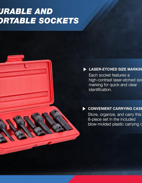 Load image into Gallery viewer, 01136B 1/2” Drive Allen Bit Socket Set | 8 Piece | MM | 6Mm to 19Mm | 3” Length | Cr-Mo Impact Grade
