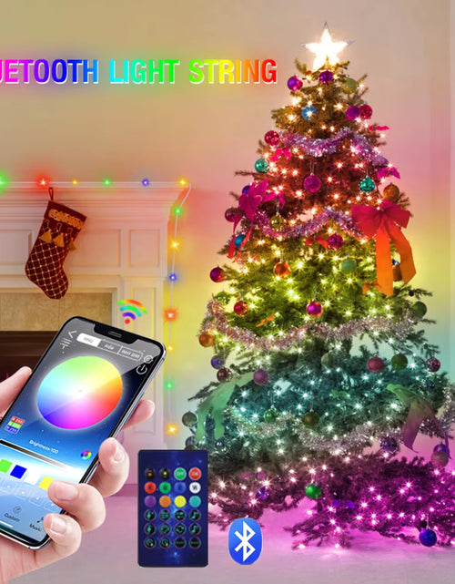 Load image into Gallery viewer, Dreamcolor RGB IC Led Strip WS2812B Smart Bluetooth Control Fairy String Lights Christmas Garland Waterproof Curtain Party Decor
