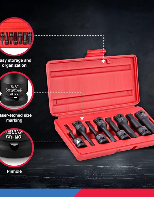 Load image into Gallery viewer, 01136B 1/2” Drive Allen Bit Socket Set | 8 Piece | MM | 6Mm to 19Mm | 3” Length | Cr-Mo Impact Grade
