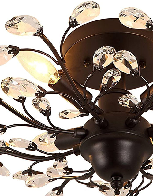 Load image into Gallery viewer, -Light Vintage Crystal Branches Chandeliers Black Ceiling Light Flush Mounted Fixture with 4 Light 160W 24.5&quot; Dia
