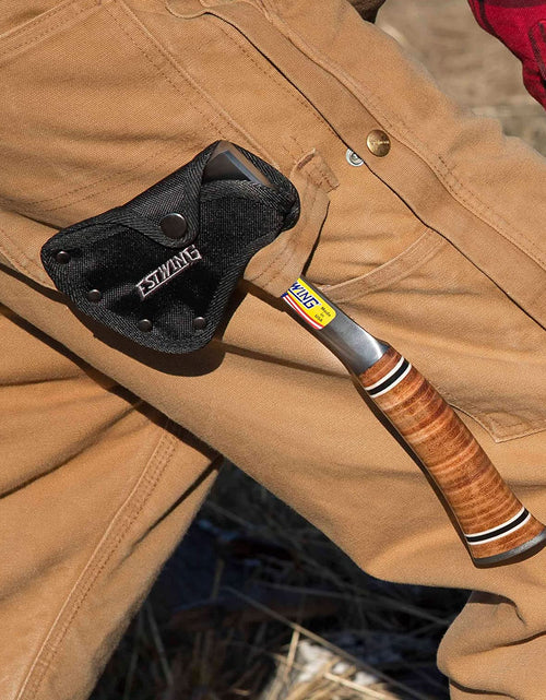 Load image into Gallery viewer, Sportsman&#39;S Axe - 12&quot; Camping Hatchet with Forged Steel Construction &amp; Genuine Leather Grip - E14A
