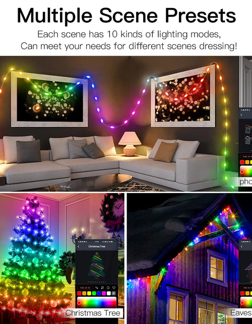 Load image into Gallery viewer, Dreamcolor RGB IC Led Strip WS2812B Smart Bluetooth Control Fairy String Lights Christmas Garland Waterproof Curtain Party Decor
