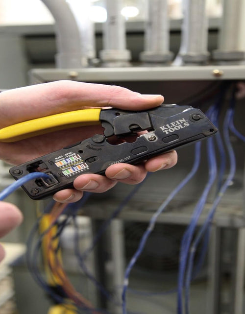 Load image into Gallery viewer, VDV226-107 Compact Ratcheting Modular Data Cable Crimper / Wire Stripper / Wire Cutter, CAT6, CAT5, CAT3, Flat-Satin Voice Cable
