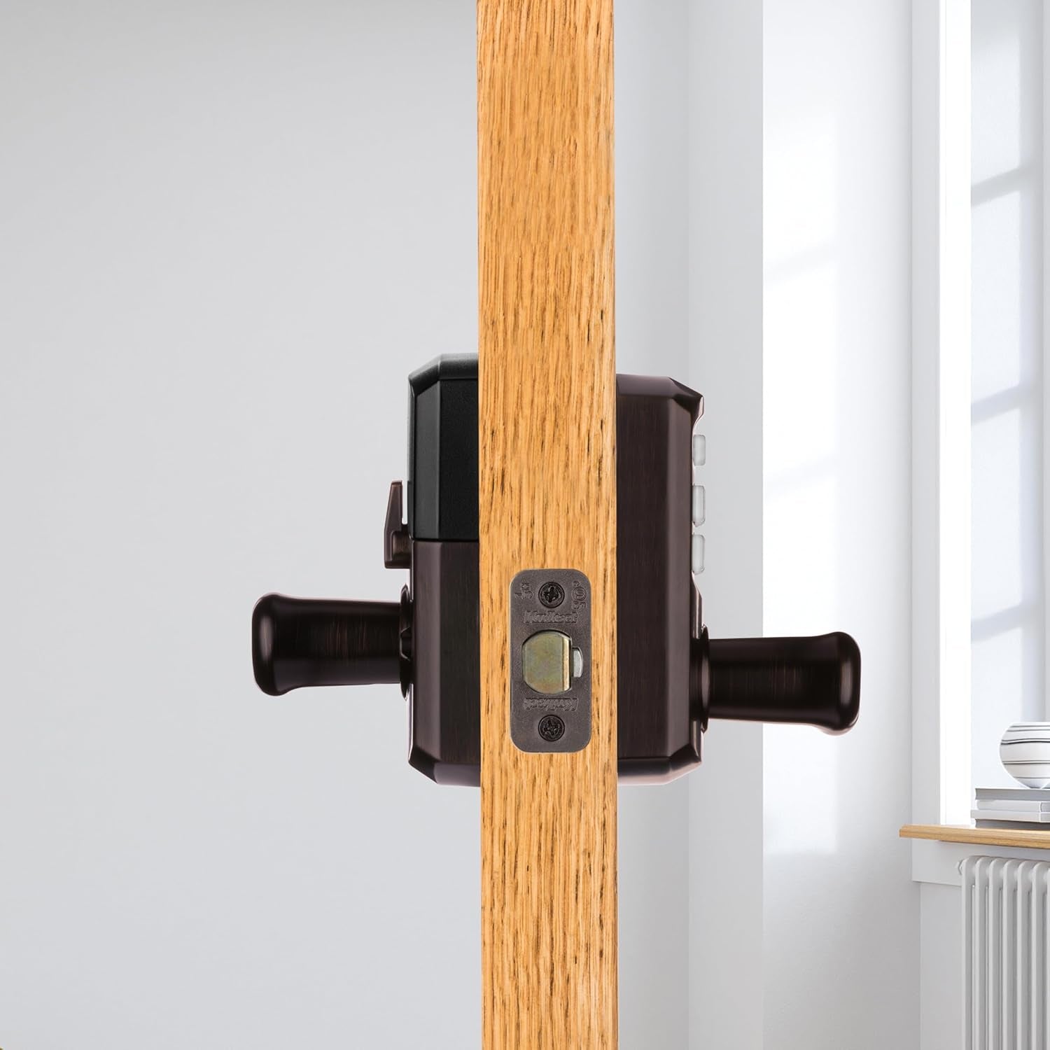 99170-002 Smartcode 917 Keypad Keyless Entry Traditional Residential Electronic Lever Deadbolt Alternative with Tustin Door Handle and Smartkey Security, Venetian Bronze