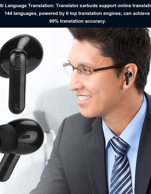 Load image into Gallery viewer, Language Translator Earbuds Multifunction 144 Languages Bluetooth Language Translator Device for Travel Shopping Black
