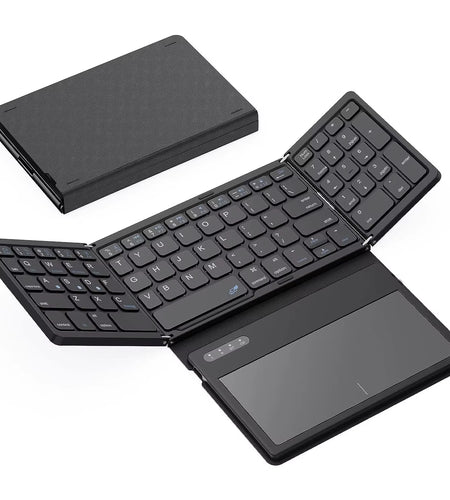 Foldable Bluetooth Keyboard Portable Full Size Folding Keyboard with Touchpad Wireless Travel Keyboard for Windows/Ios/Android
