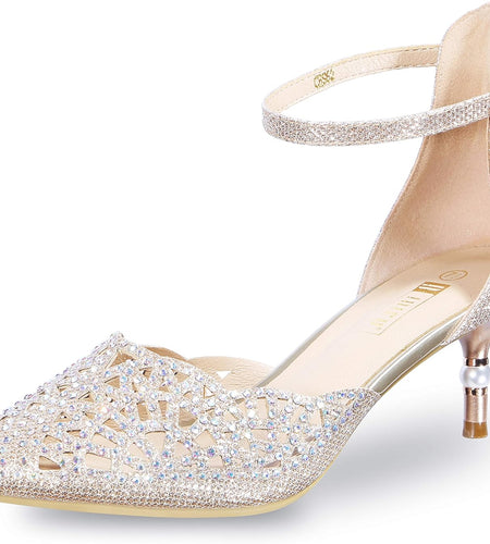 Women'S IN2 Candice Wedding Rhinestones Sequins Low Kitten Heels Pumps Dress Evening Shoes for Women Bridal Bride