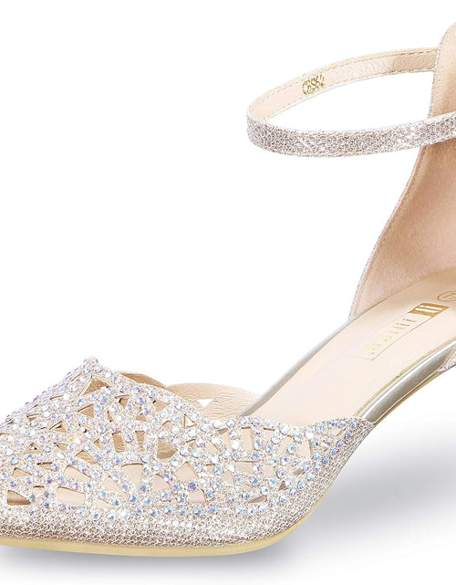 Load image into Gallery viewer, Women&#39;S IN2 Candice Wedding Rhinestones Sequins Low Kitten Heels Pumps Dress Evening Shoes for Women Bridal Bride
